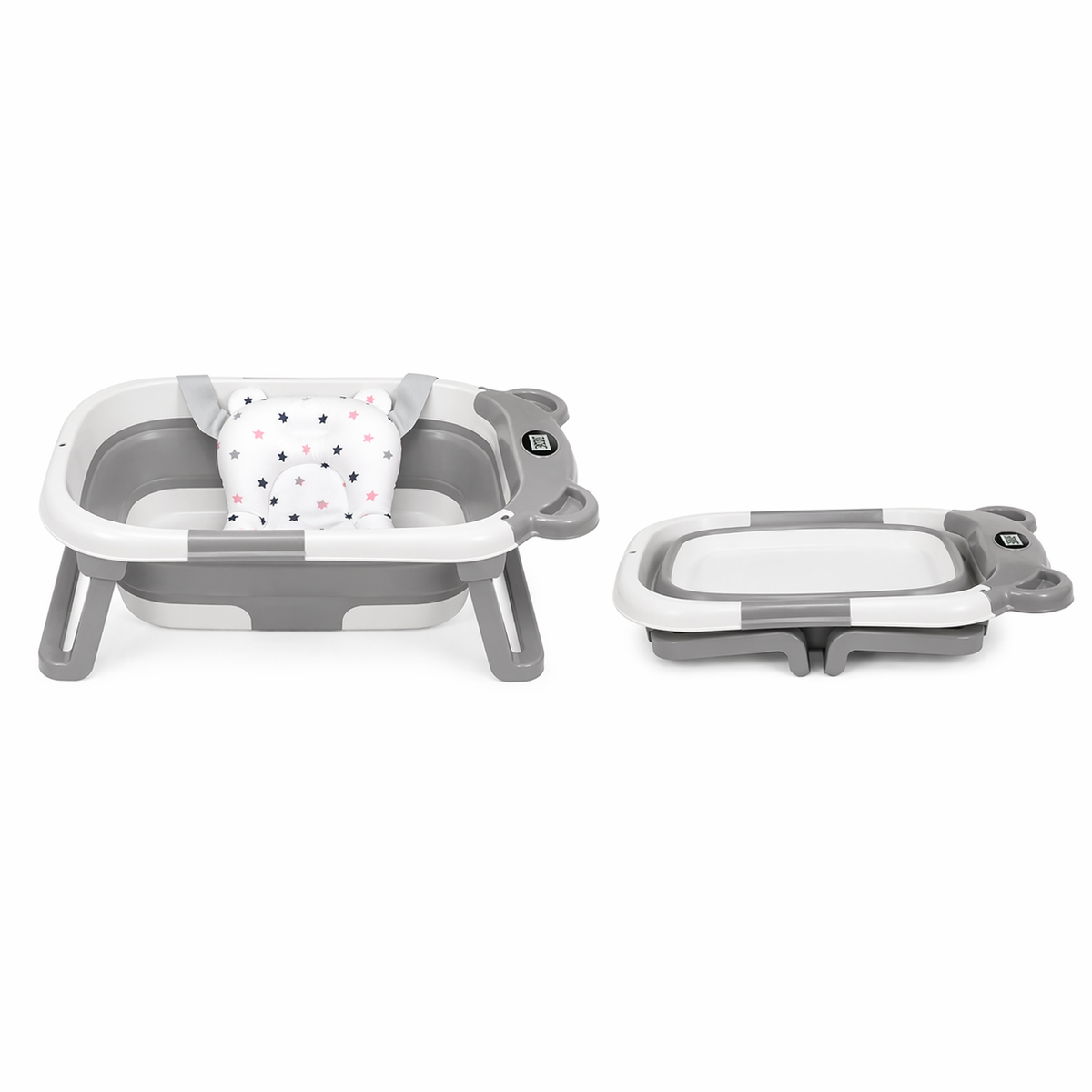 Baignoire Bébé Pliable Portable - Thermomètre Intégré, Coussin Antidérapant, 0 à 15 Mois