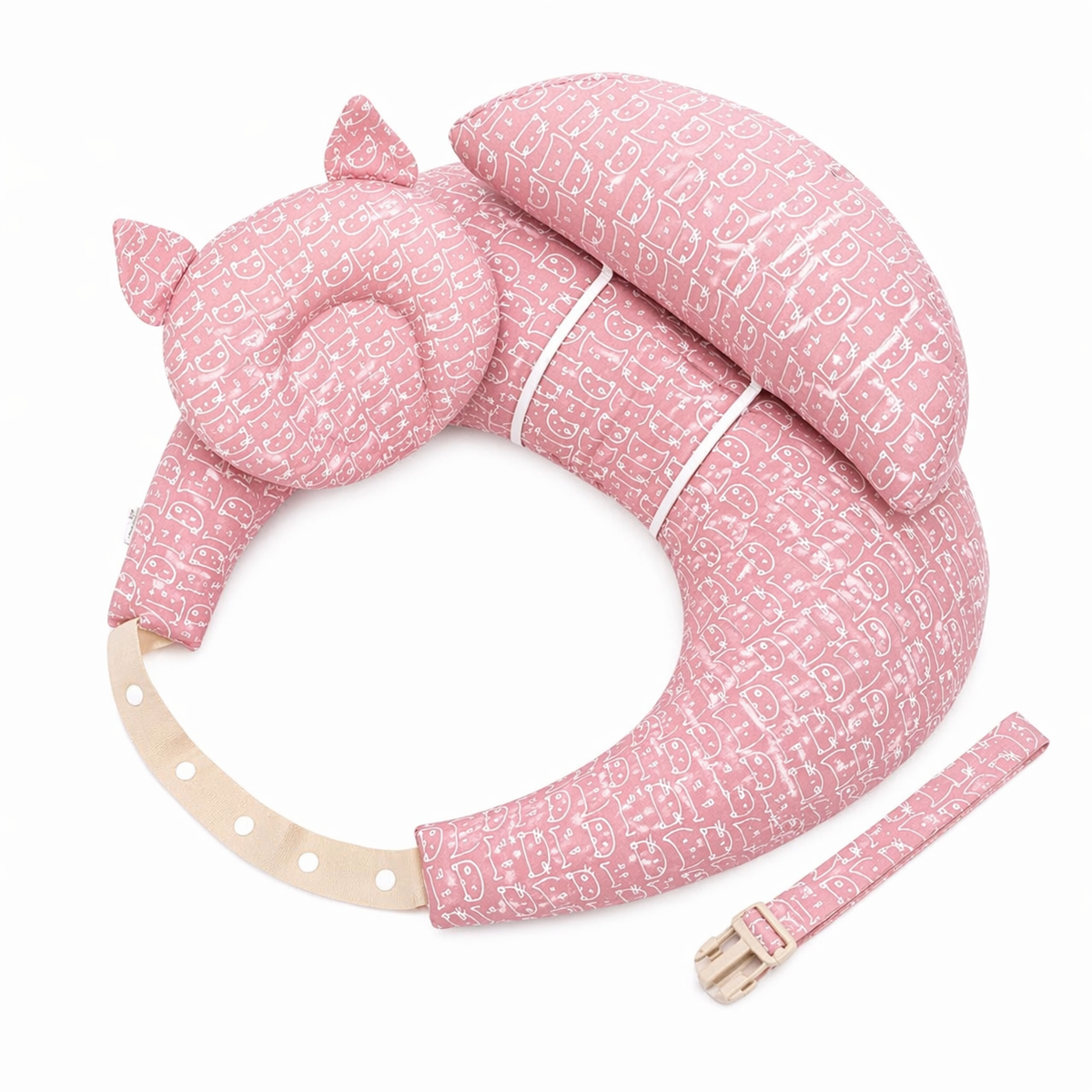 Coussin d'Allaitement Multifonction en Coton - Bandoulière Incluse, Angle 15°, 3 Usages