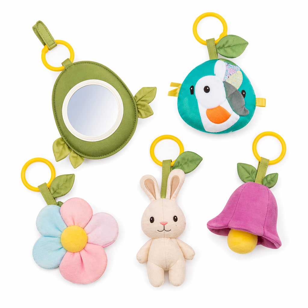 Tapis d'Éveil Bébé 2-en-1 avec Arche de Jeu - 5 Jouets Amovibles, Fond Antidérapant, Lavable Machine